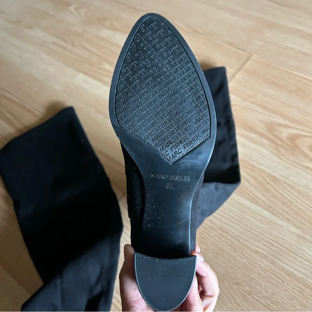 Marc Fisher Black Suede Over the Knee Boots 8M